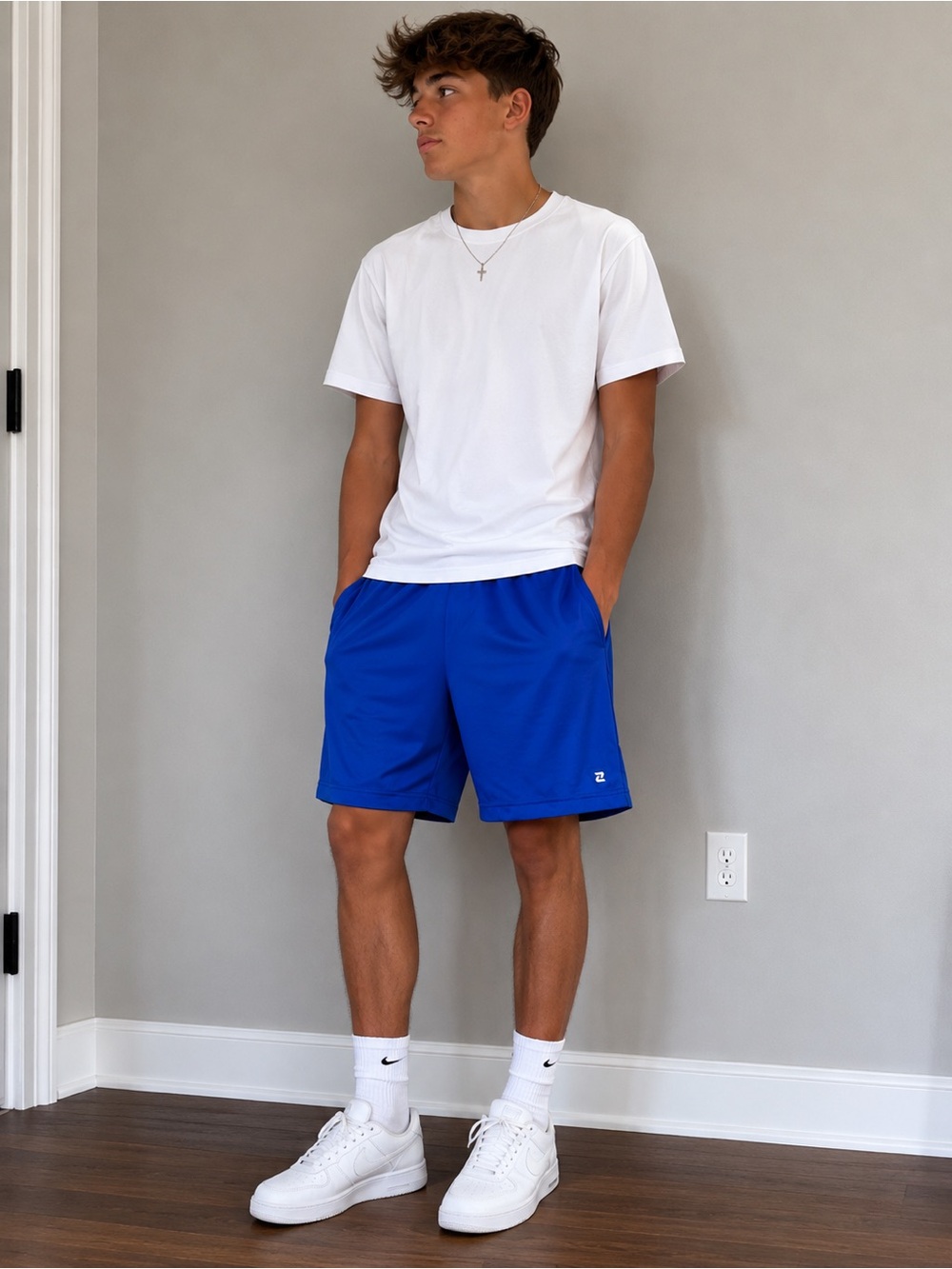 ZELOS Men's Royal Blue Athletic Shorts